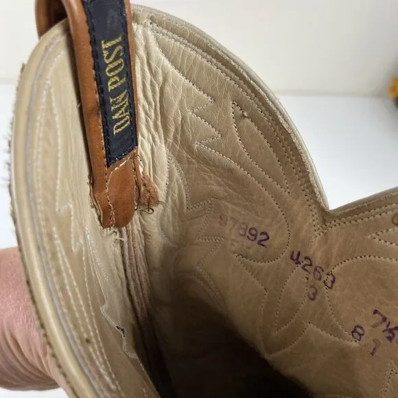 Dan Post Women's Boot Size 7.5 C Western Cowboy Boots Tan Brown 2 Tone Leather - Picture 13 of 14